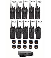 Set van 10 Wouxun KG-988 UHF IP66 8Watt Portofoon D-shape oortje en koffer